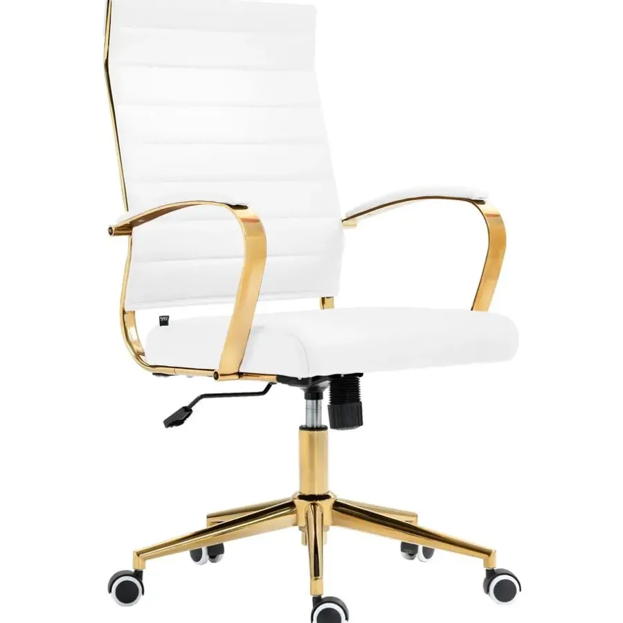 Bureaustoelen|Bureaustoelen-CLP Bureaustoel Havanna goud Frame - Kunstleer - wit
