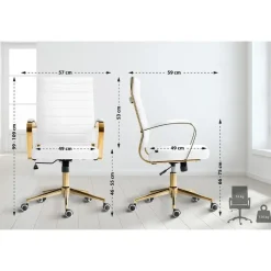 Bureaustoelen|Bureaustoelen-CLP Bureaustoel Havanna goud Frame - Kunstleer - wit