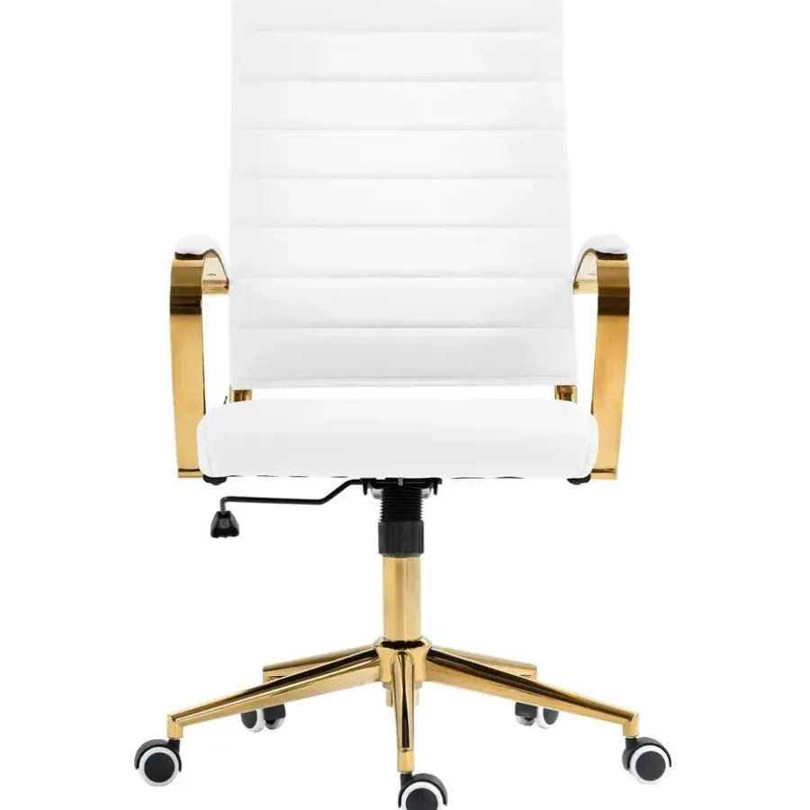 Bureaustoelen|Bureaustoelen-CLP Bureaustoel Havanna goud Frame - Kunstleer - wit