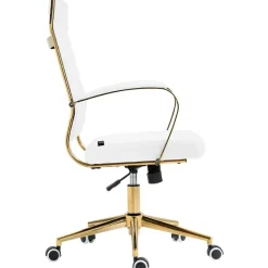 Bureaustoelen|Bureaustoelen-CLP Bureaustoel Havanna goud Frame - Kunstleer - wit