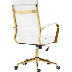 Bureaustoelen|Bureaustoelen-CLP Bureaustoel Havanna goud Frame - Kunstleer - wit