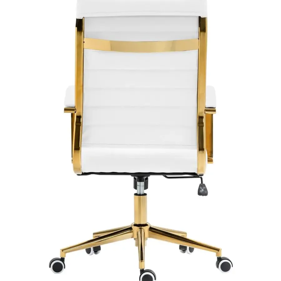 Bureaustoelen|Bureaustoelen-CLP Bureaustoel Havanna goud Frame - Kunstleer - wit
