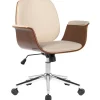 Bureaustoelen|Bureaustoelen-CLP Bureaustoel Kemberg chroom Frame - Hout - walnoot/creme