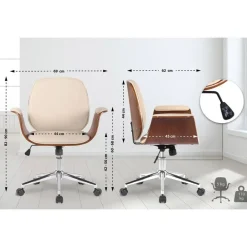 Bureaustoelen|Bureaustoelen-CLP Bureaustoel Kemberg chroom Frame - Hout - walnoot/creme