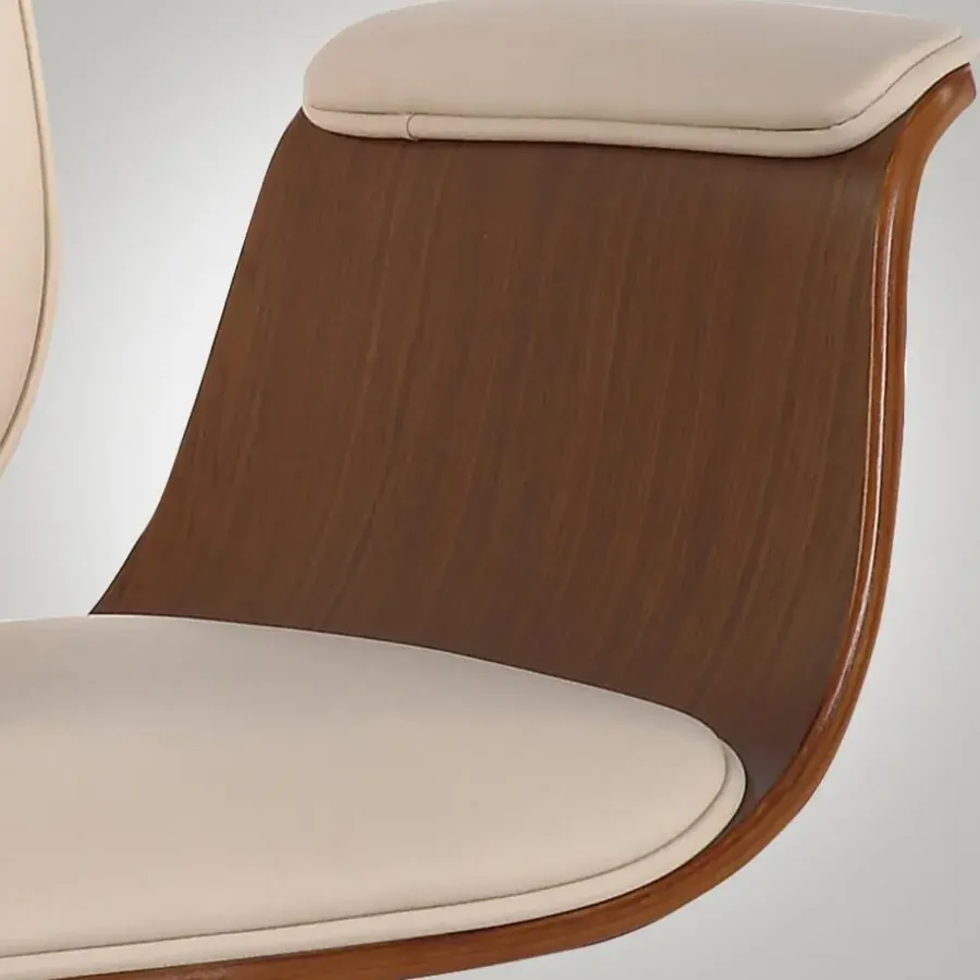 Bureaustoelen|Bureaustoelen-CLP Bureaustoel Kemberg chroom Frame - Hout - walnoot/creme