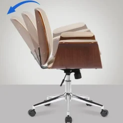 Bureaustoelen|Bureaustoelen-CLP Bureaustoel Kemberg chroom Frame - Hout - walnoot/creme