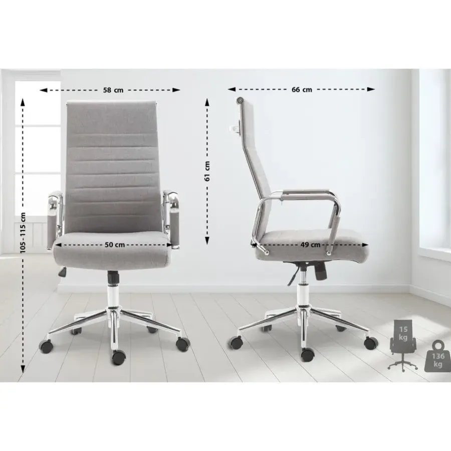 Bureaustoelen|Bureaustoelen-CLP Bureaustoel Kolumbus chroom Frame - Stof - grijs