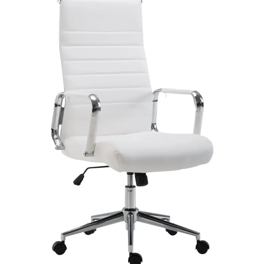 CLP Bureaustoel Kolumbus chroom Frame - Kunstleer - wit