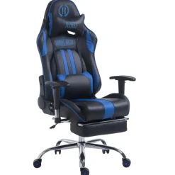 Gamestoelen-CLP Bureaustoel Limit zwart Frame - Kunstleer - zwart/blauw