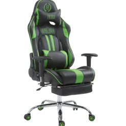 Gamestoelen-CLP Bureaustoel Limit zwart Frame - Kunstleer - zwart/groen