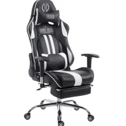 Gamestoelen-CLP Bureaustoel Limit zwart Frame - Kunstleer - zwart/wit