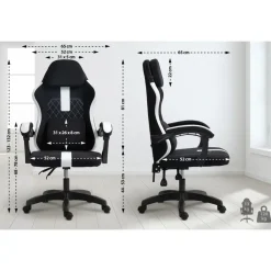Gamestoelen-CLP Bureaustoel Miltona zwart Frame - Stof - zwart/wit