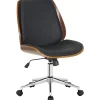 CLP Bureaustoel Mitch chroom Frame - Kunstleer (PVC) - walnoot/zwart