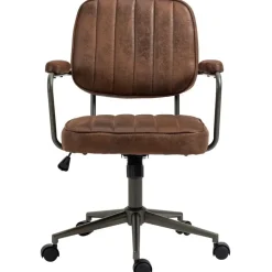 Bureaustoelen|Bureaustoelen-CLP Bureaustoel Natrona zwart Frame - Kunstleer - cognac
