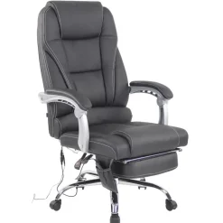 Bureaustoelen|Bureaustoelen-CLP Bureaustoel Pacific chroom Frame - Echt leer - zwart