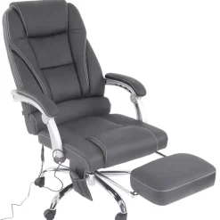 Bureaustoelen|Bureaustoelen-CLP Bureaustoel Pacific chroom Frame - Echt leer - zwart