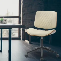 Bureaustoelen|Bureaustoelen-CLP Bureaustoel Plover zwart Frame - Hout - walnoot/creme