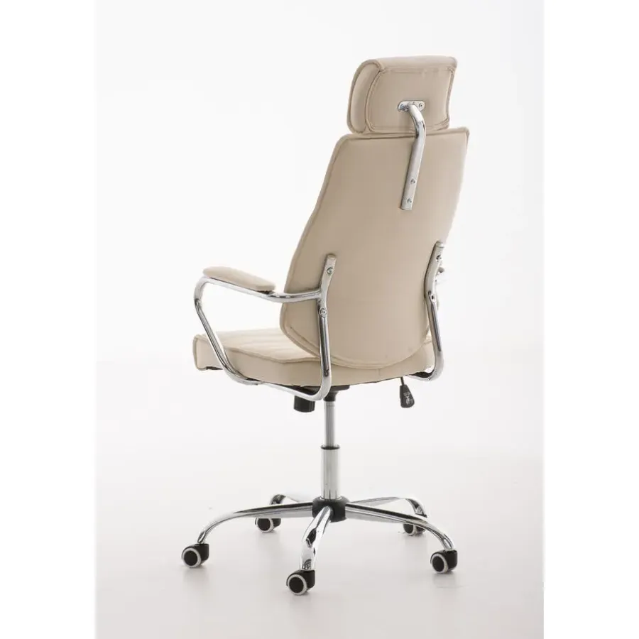 CLP Bureaustoel Rako V2 chroom Frame - Kunstleer - creme
