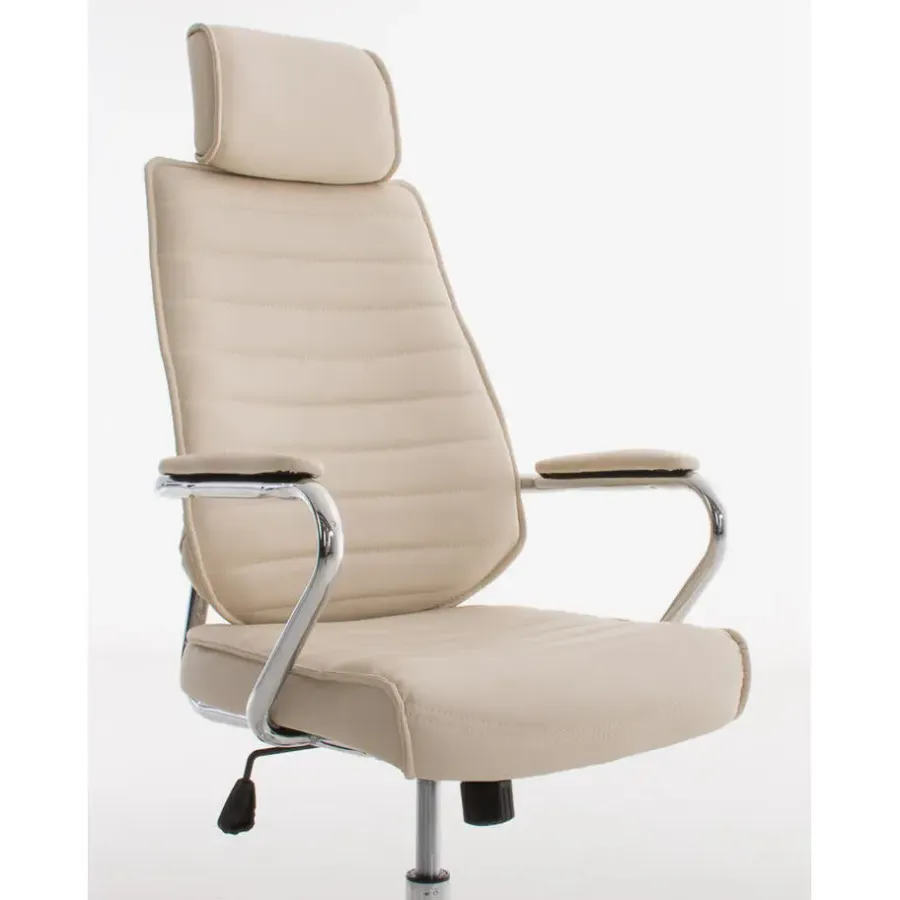 CLP Bureaustoel Rako V2 chroom Frame - Kunstleer - creme