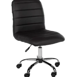 Bureaustoelen|Bureaustoelen-CLP Bureaustoel Redding chroom Frame - Kunstleer - bruin