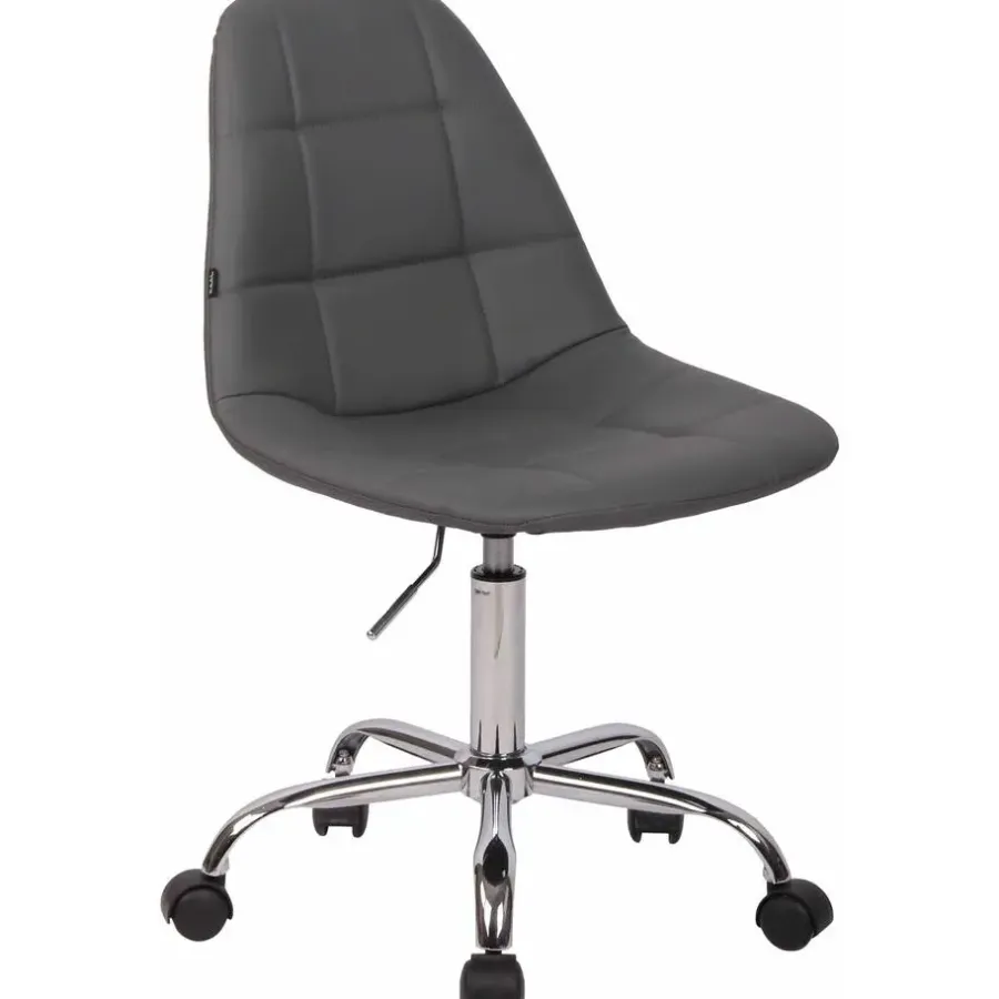 Bureaustoelen|Bureaustoelen-CLP Bureaustoel Reims chroom Frame - Kunstleer - grijs