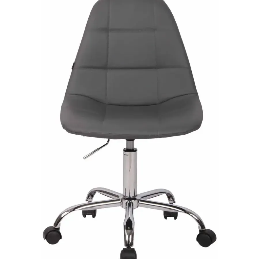 Bureaustoelen|Bureaustoelen-CLP Bureaustoel Reims chroom Frame - Kunstleer - grijs