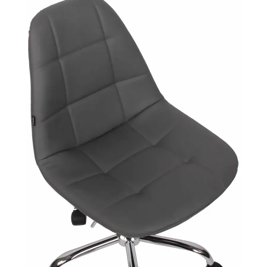 Bureaustoelen|Bureaustoelen-CLP Bureaustoel Reims chroom Frame - Kunstleer - grijs