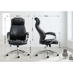 Bureaustoelen|Bureaustoelen-CLP Bureaustoel Salford chroom Frame - Echt leer - zwart