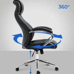 Bureaustoelen|Bureaustoelen-CLP Bureaustoel Salford chroom Frame - Echt leer - zwart