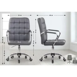 Bureaustoelen|Bureaustoelen-CLP Bureaustoel Terni chroom Frame - Kunstleer - grijs