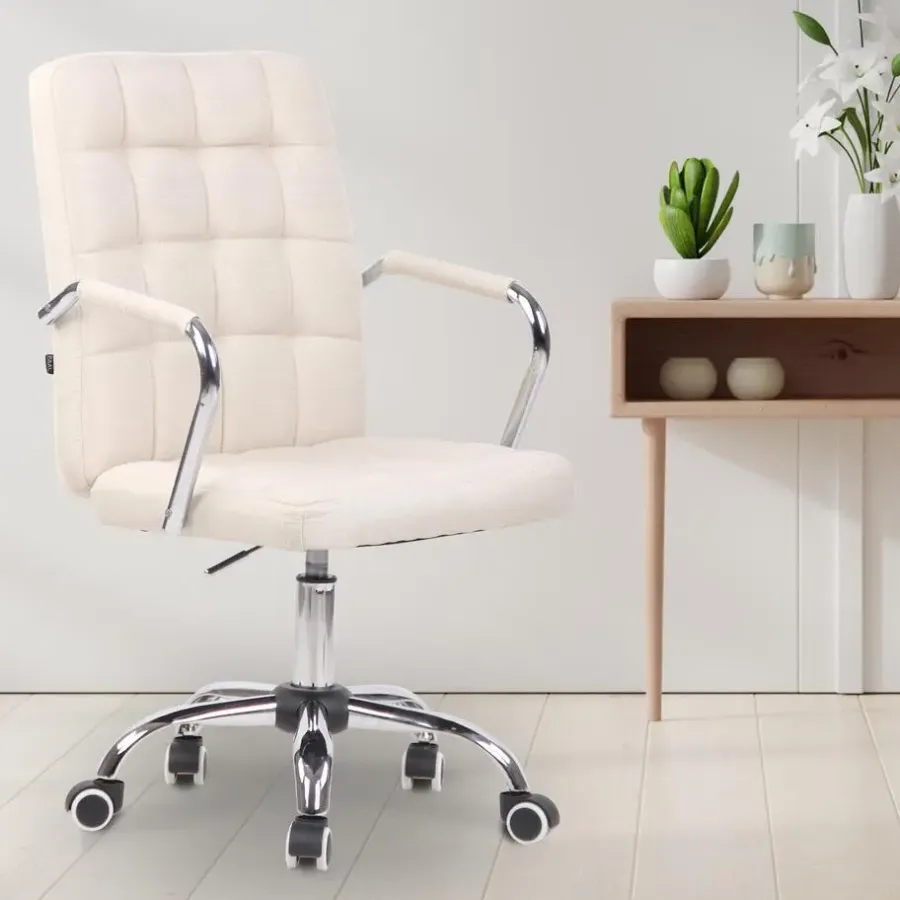 CLP Bureaustoel Terni chroom Frame - Stof - creme