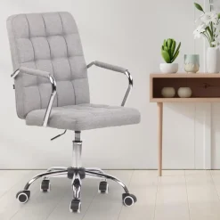 Bureaustoelen|Bureaustoelen-CLP Bureaustoel Terni chroom Frame - Stof - grijs