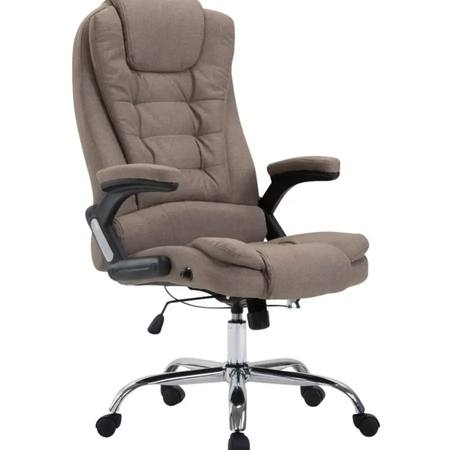 Bureaustoelen|Bureaustoelen-CLP Bureaustoel Thor chroom Frame - Stof - taupe