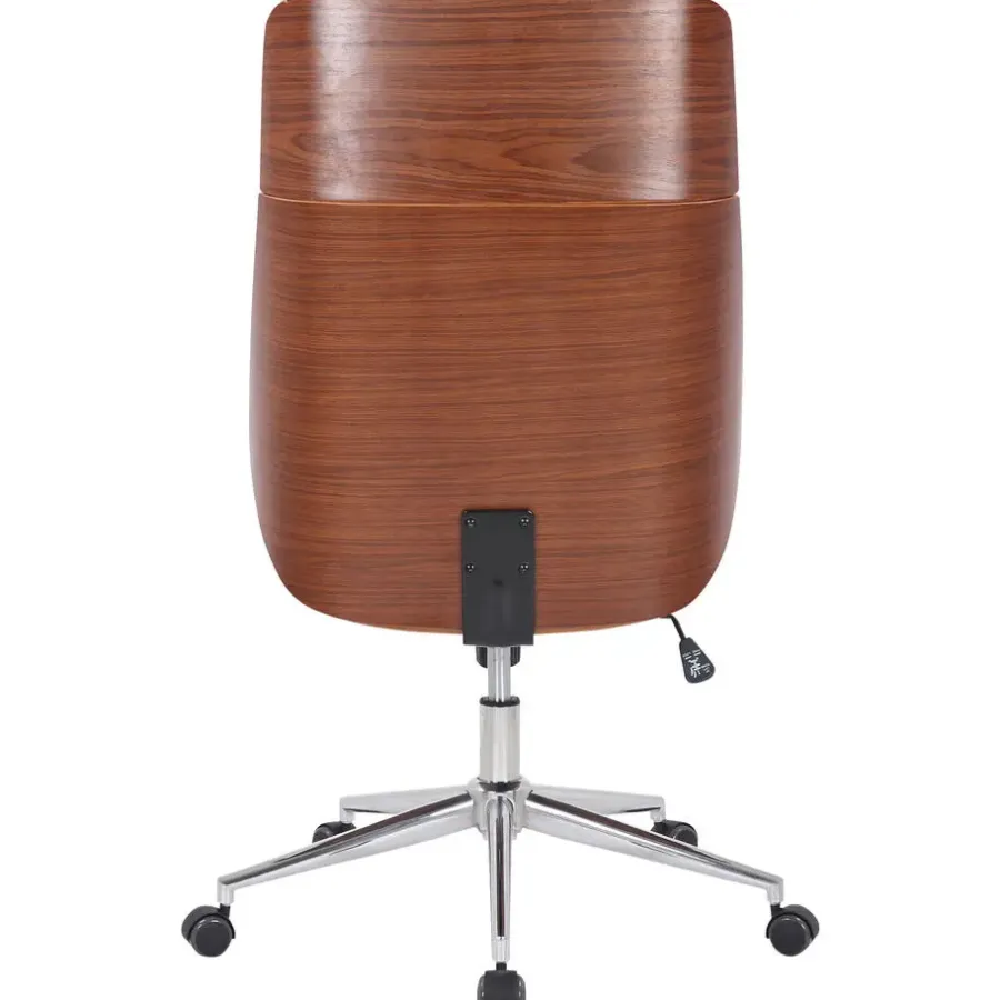 Bureaustoelen|Bureaustoelen-CLP Bureaustoel Varel chroom Frame - Kunstleer - walnoot/creme