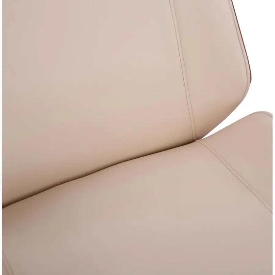 Bureaustoelen|Bureaustoelen-CLP Bureaustoel Varel chroom Frame - Kunstleer - walnoot/creme