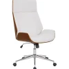 CLP Bureaustoel Varel chroom Frame - Kunstleer - walnoot/wit
