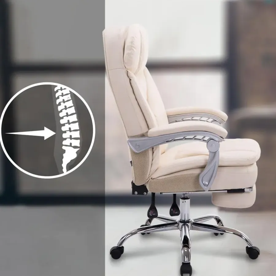 Bureaustoelen|Bureaustoelen-CLP Bureaustoel XL Troy chroom Frame - Kunstleer - creme