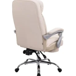 Bureaustoelen|Bureaustoelen-CLP Bureaustoel XL Troy chroom Frame - Kunstleer - creme