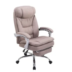 Bureaustoelen|Bureaustoelen-CLP Bureaustoel XL Troy chroom Frame - Stof - taupe