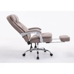 Bureaustoelen|Bureaustoelen-CLP Bureaustoel XL Troy chroom Frame - Stof - taupe