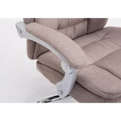 Bureaustoelen|Bureaustoelen-CLP Bureaustoel XL Troy chroom Frame - Stof - taupe