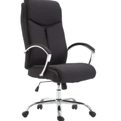 Bureaustoelen|Bureaustoelen-CLP Bureaustoel XL Vaud chroom Frame - Stof - zwart