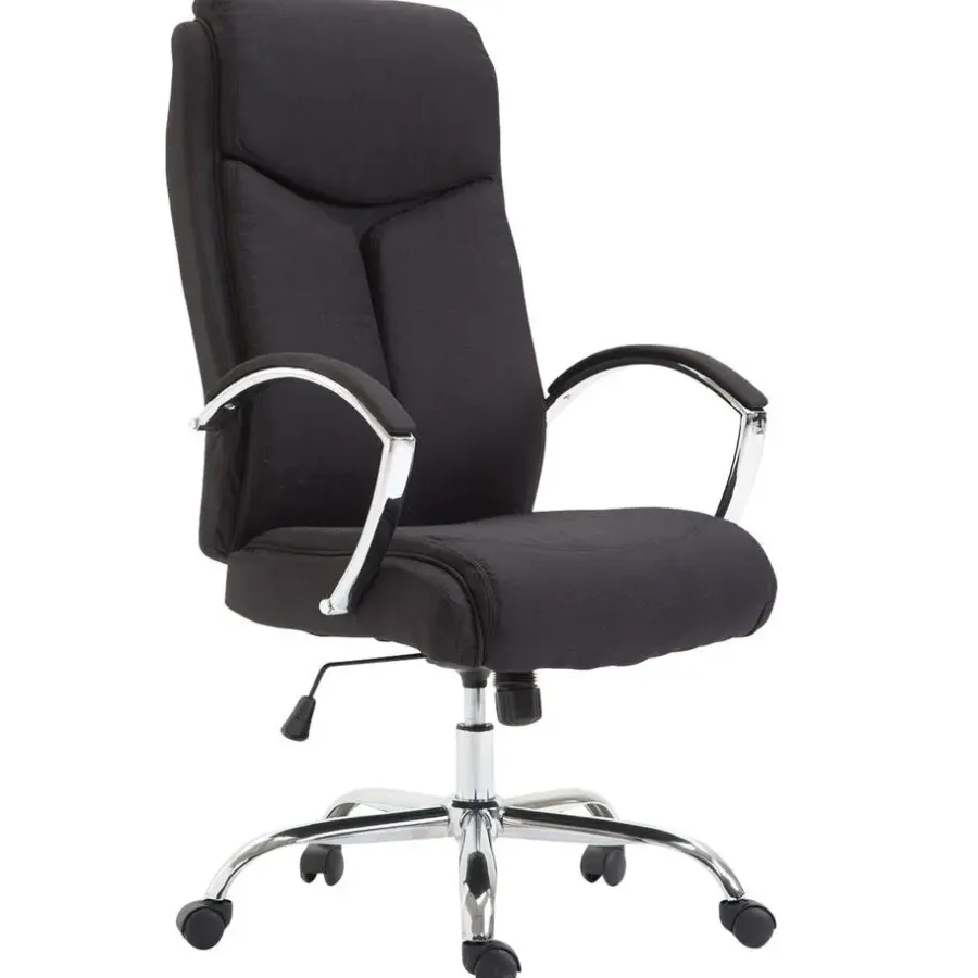 Bureaustoelen|Bureaustoelen-CLP Bureaustoel XL Vaud chroom Frame - Stof - zwart
