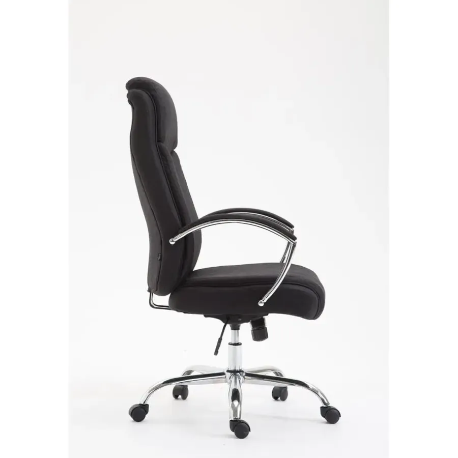 Bureaustoelen|Bureaustoelen-CLP Bureaustoel XL Vaud chroom Frame - Stof - zwart