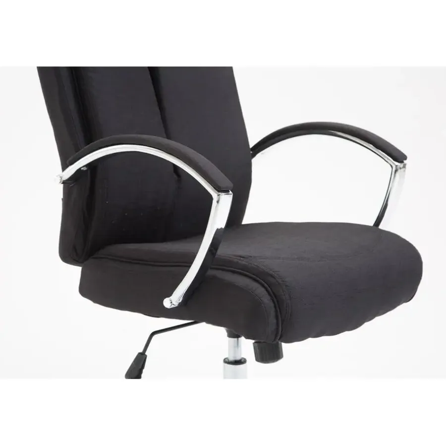 Bureaustoelen|Bureaustoelen-CLP Bureaustoel XL Vaud chroom Frame - Stof - zwart