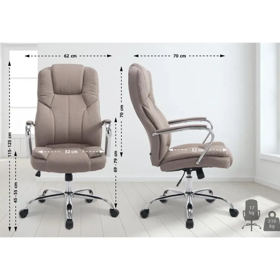 Bureaustoelen|Bureaustoelen-CLP Bureaustoel XXL Xanthos chroom Frame - Stof - taupe