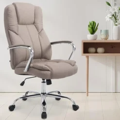 Bureaustoelen|Bureaustoelen-CLP Bureaustoel XXL Xanthos chroom Frame - Stof - taupe