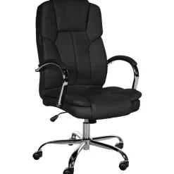 Bureaustoelen|Bureaustoelen-CLP Bureaustoel XXL Xanthos chroom Frame - Kunstleer - zwart