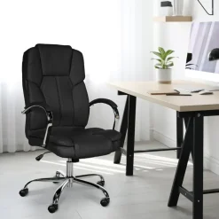 Bureaustoelen|Bureaustoelen-CLP Bureaustoel XXL Xanthos chroom Frame - Kunstleer - zwart