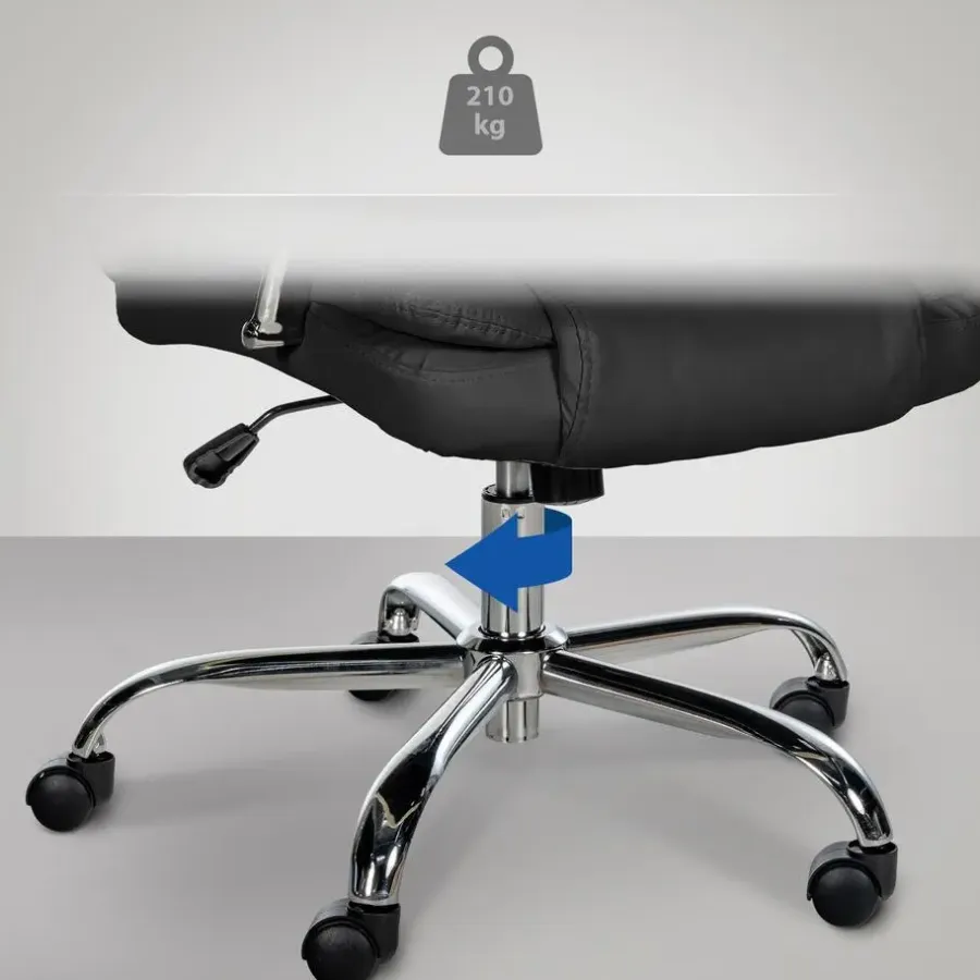 Bureaustoelen|Bureaustoelen-CLP Bureaustoel XXL Xanthos chroom Frame - Kunstleer - zwart